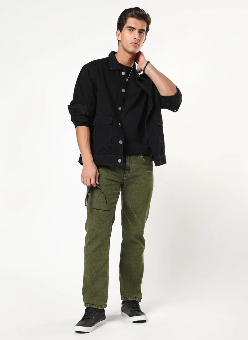 Urbano Fashion  Urbano Fashion Men's Light Green Regular Fit Heavy Washed Denim Jeans Stretchable for Men | Best Price UAE